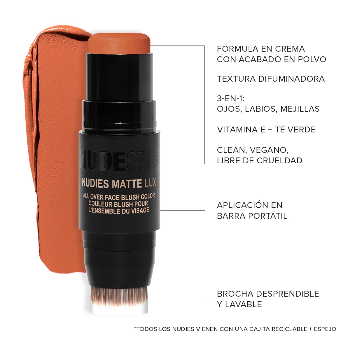 NUDIES MATTE LUX ALL OVER FACE BLUSH COLOR (RUBOR EN BARRA)